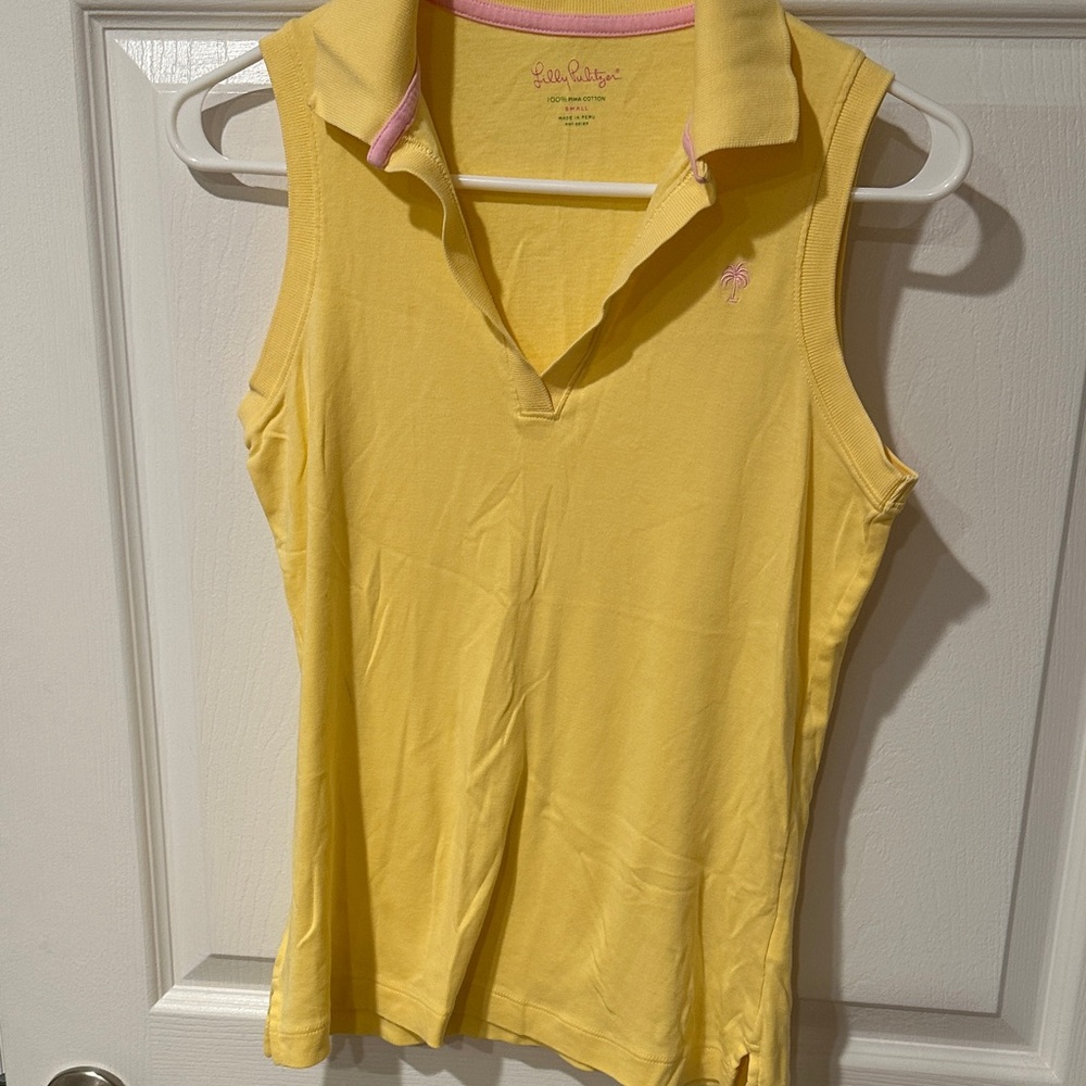 Lilly Pulitzer Yellow Sleeveless Top with Pink Accents